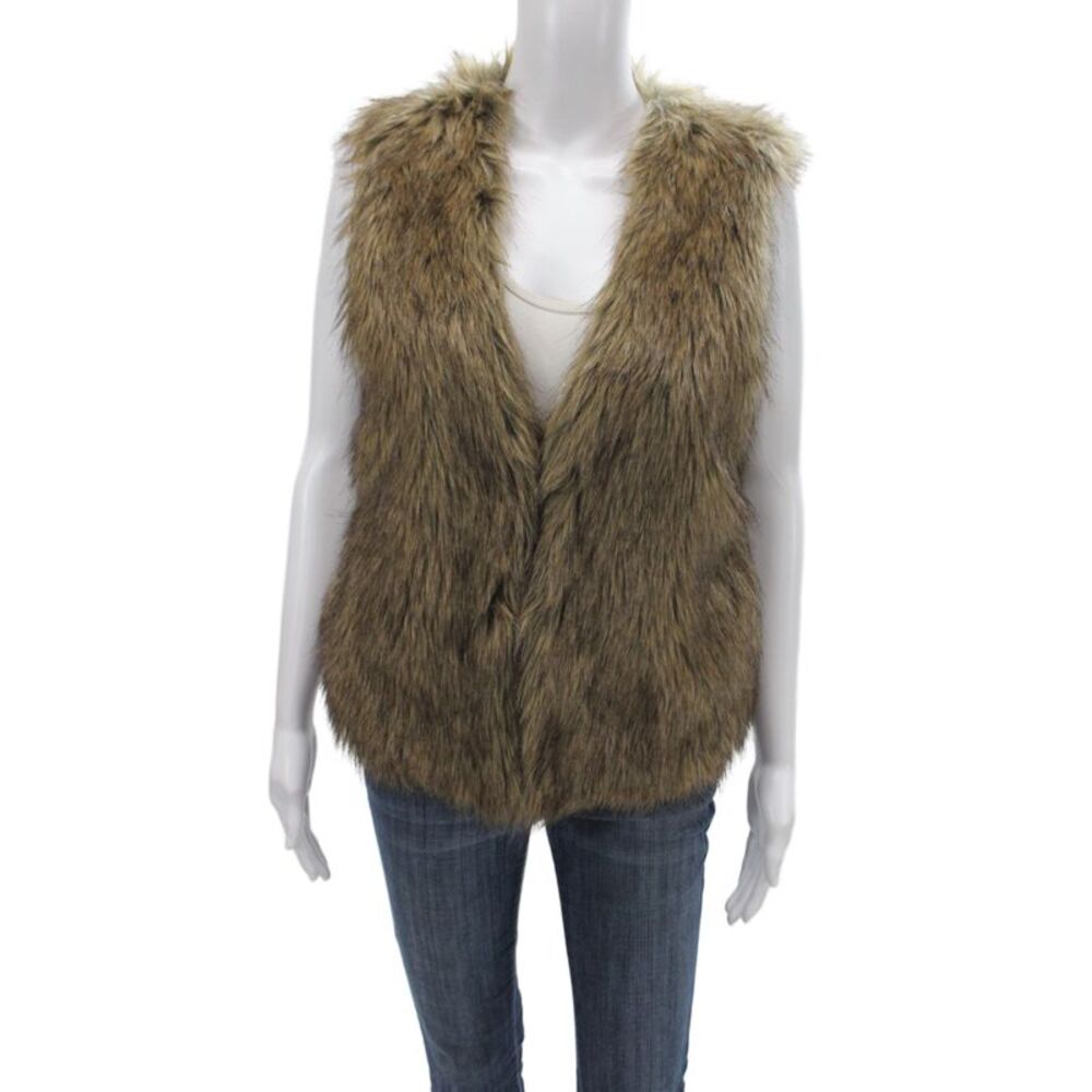 Jack Women Boho Brown Solid Acrylic Hook Vest Bust 34 Size S